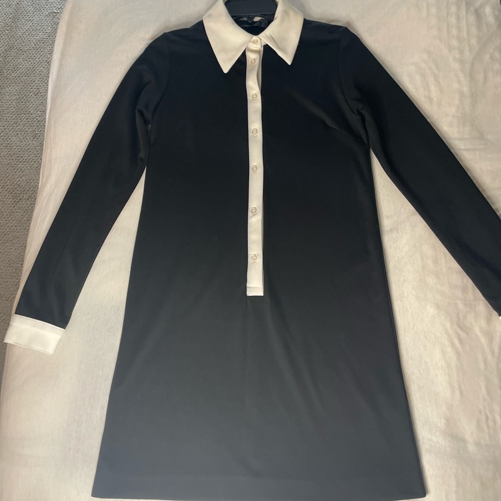 Zara TRF black and white knee length dress (sm)